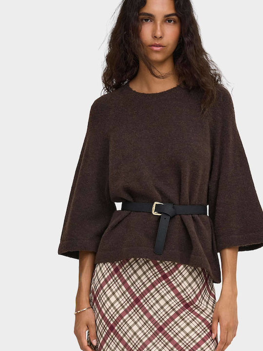 Damen Pullover mit 3/4 Ärmel Braun