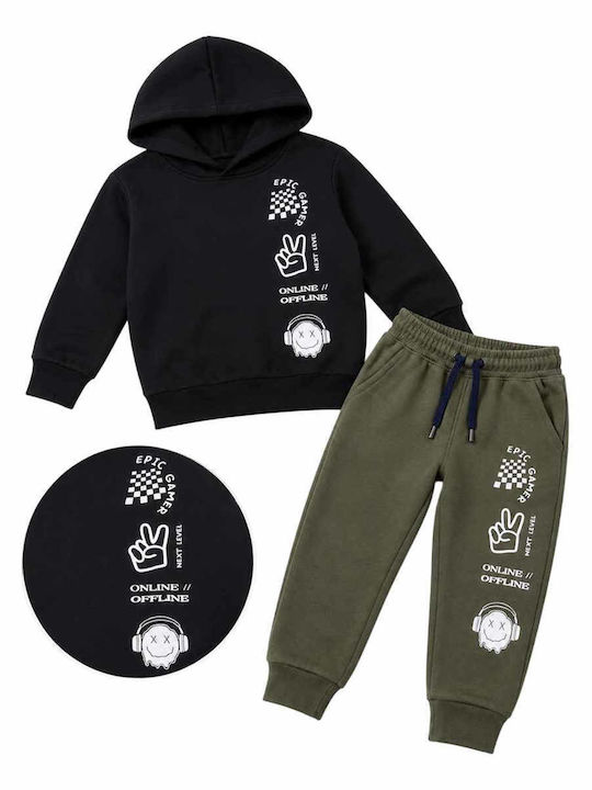Kids Tracksuit Black-Khaki 2 Pieces