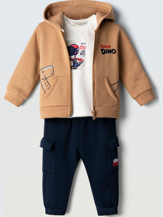 Kids Sweatpants Set Brown 3pcs