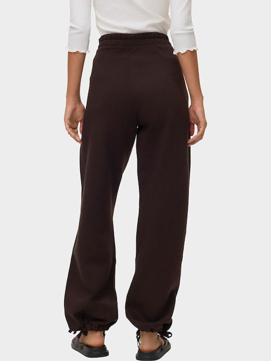 Дамски Текстилен Панталон Push-up с Ластик в Wide Линия Dark Brown