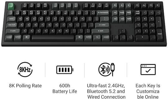 Keychron K10 Ultra K10U-H1 Wireless Gaming Mechanical Keyboard with Keychron Red Switches and RGB Lighting (English US)