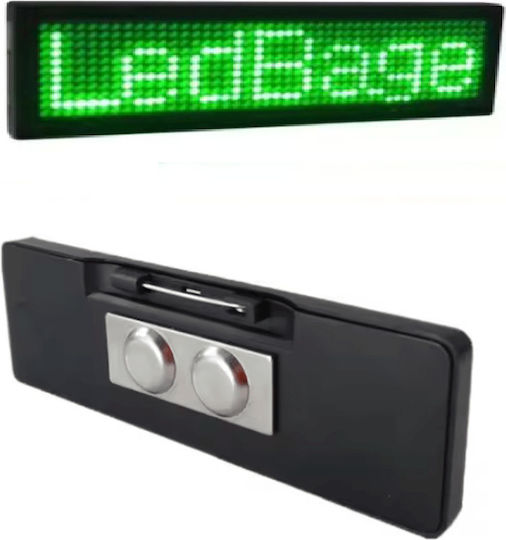 Rechargeable LED Rolling Message Conference Badge Green