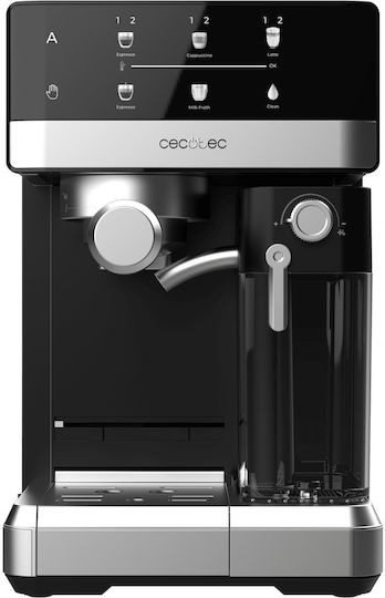 Cecotec Power Espresso 20 Touch & Cream Μηχανή Espresso 1350W Πίεσης 20bar για Cappuccino Μαύρη 111060