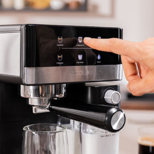 Cecotec Power Espresso 20 Touch & Cream Μηχανή Espresso 1350W Πίεσης 20bar για Cappuccino Μαύρη 111060