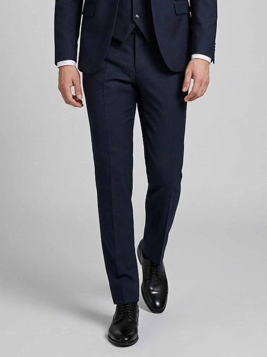 Herrenanzug Mit Weste mit Schlanke Passform Navy 07.37.DOMENICO-Blau