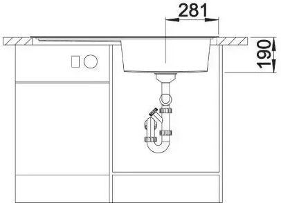 Blanco Chiuvetă Bucătărie Drop-In Dreaptă din Granit Lichid M100xL51cm Negru Granit
