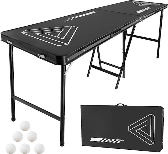 Vevor Portable Beer Pong Table 2.4 M Folding Height 91 Cm Handles 6 Black Balls