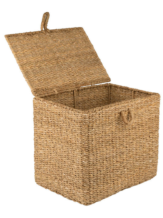 Estia Nerina Storage Basket Wicker with Lid Beige 45x34x40cm