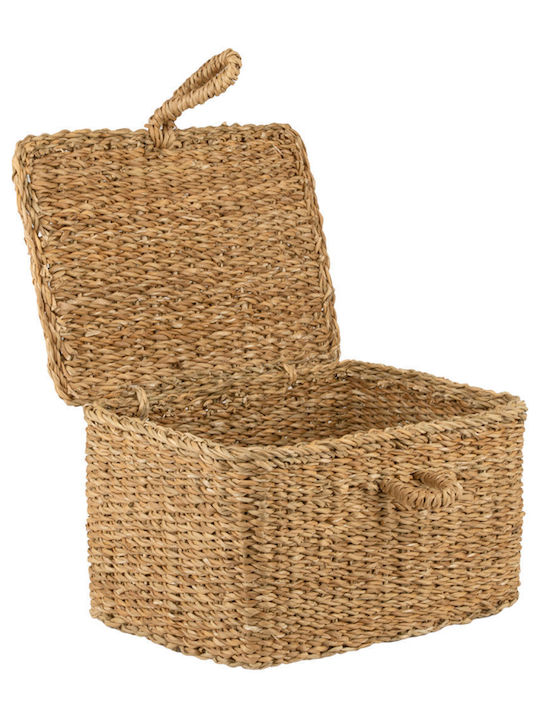 Estia Nerina Storage Basket Wicker with Lid Beige 30x20x15cm