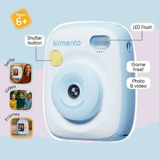 Sky Blau Print Pro Kinder Kompaktkamera 48MP Full HD 1920 x 1080 mit Thermodruck Blau