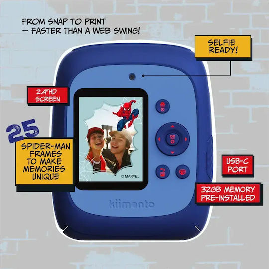 Marvel Spider-Man Kids Camera 48MP Full HD (1080p) with Thermal Printing Multicolour