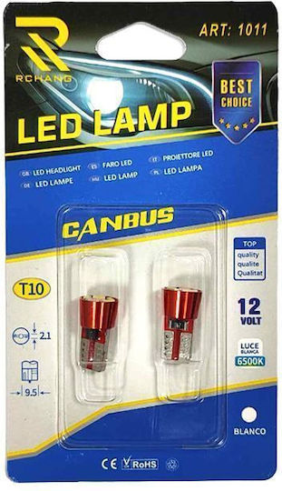 Rchang Car Lamp T10 LED 6500K Cold White 12V