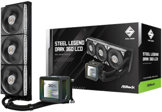 ASRock Steel Legend Dark 360 LCD Υδρόψυξη AIO CPU με 3 Ανεμιστήρες 120mm και RGB Φωτισμό