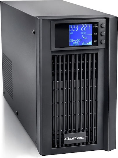 Qoltec 52642 UPS On-Line 3000VA 2400W με 2 Schuko Πρίζες
