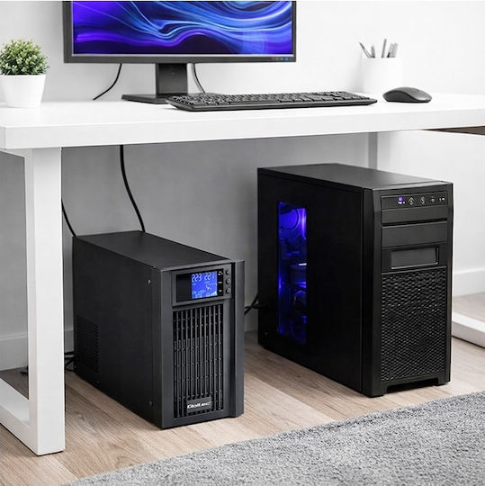 Qoltec 52642 UPS On-Line 3000VA 2400W με 2 Schuko Πρίζες