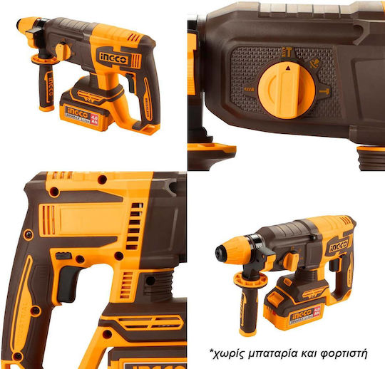 Ingco CRHLI20248 Cordless Brushless 20V Solo Rotary Hammer with SDS Plus Socket