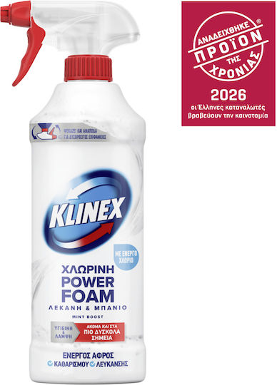 Klinex Power Foam Пяна за почистване на баня с хлор 435ml