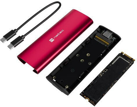 Natec Rhino Hard Drive Case for M.2 SATA III NVME with Type-C Connection in Red Colour