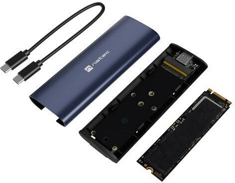 Natec Rhino Carcasă pentru Hard Disk M.2 SATA III NVME cu Conexiune Type-C în Culoare Gri