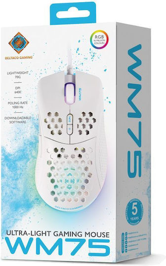 Deltaco WM75 RGB Gaming Mouse White