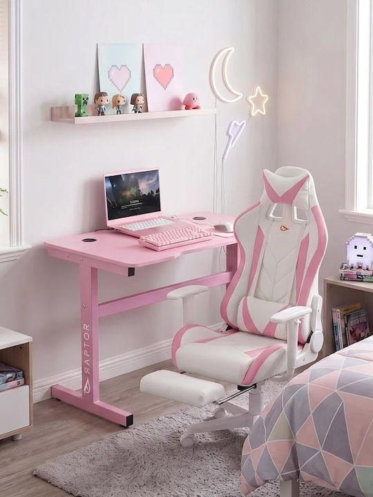 Polihome Raptor Stellar Gaming Chair in Artificial Leather with Adjustable Arms and Footstool Pink