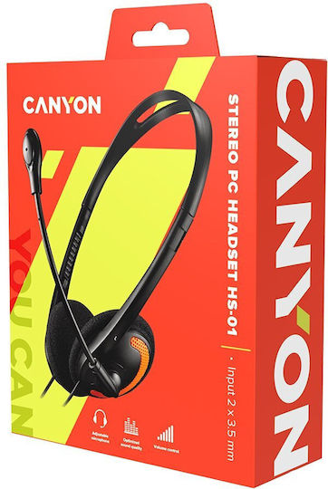 Canyon CNS-CHS01BO On Ear Multimedia Headphone with Microphone 3.5mm Jack Orange