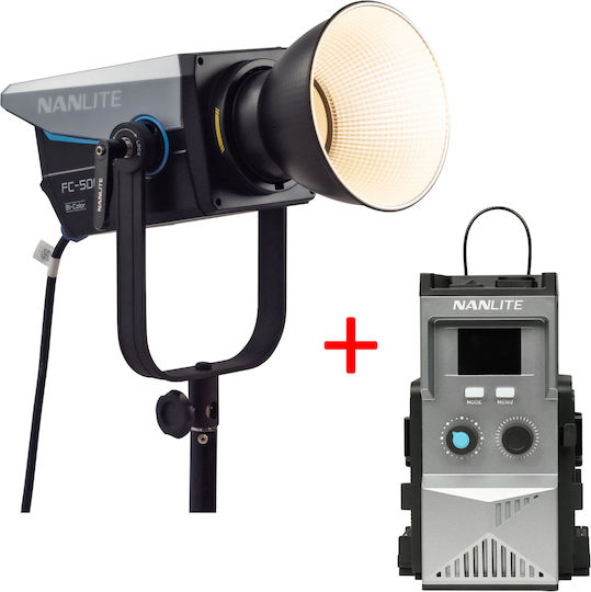 Nanlite Fc-500b Kit Spot Led Bi-Color + Controler De Putere Bt-bcs-48v3.5mm Grip Baterie Stație De Control V-mount