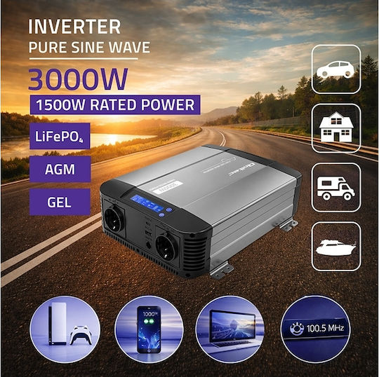 Qoltec Инвертор С Чиста Синусоидална Вълна Мощност 1500W С Входно Напрежение 12V Еднофазен 52690