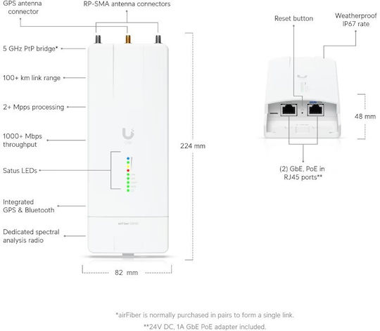 Ubiquiti AirFiber AF-5XHD Access Point Κεραίας AF-5XHD