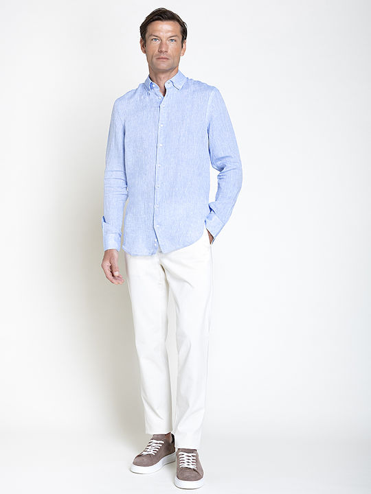 Vardas Къс Ръкав Ленена Риза Светлосин VARDAS 06-04/14 Light Blue