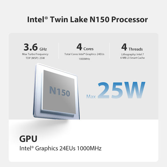 Beelink S13 Мини компютър (N-Series N150/12GB DDR5/512GB SSD/W11 Pro)