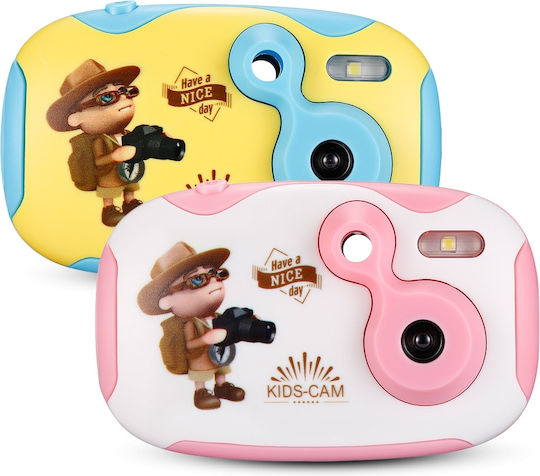 GBTIGER 1080p Mini Kids Digital Camera Kinderkamera 2MP Optischer Zoom 2x Rosa