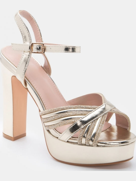 Sandals with Strass Gold