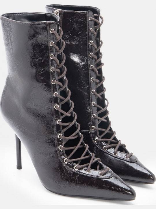 Wildleder Stiefeletten Damen mit Absatz Braune