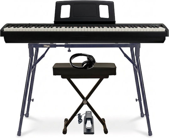 Roland Elektrisch Bühne Klavier FP-10 Complete Bundle mit 88 Dynamisch Tasten Eingebaute Lautsprecher und Verbindung mit Kopfhörern und Computer Schwarz
