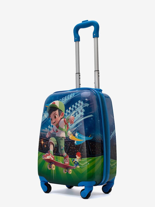 KREAL Kinder Hart Kabinenkoffer Blau mit 4 Rädern Höhe 46cm