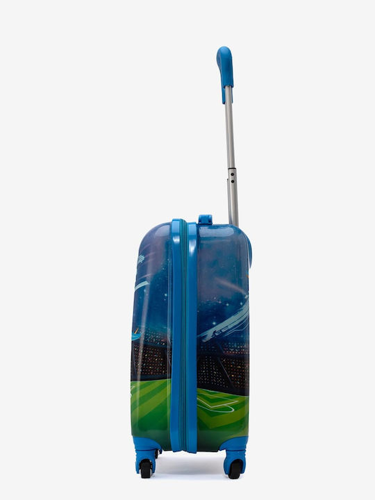 KREAL Детска Куфар За Пътуване Ръчен Багаж Твърд Син С 4 Колелца Височина 46 См