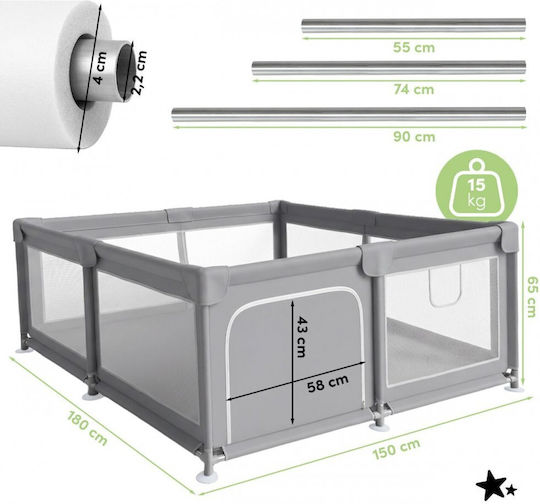 MalPlay Playpen Grey 180x150cm