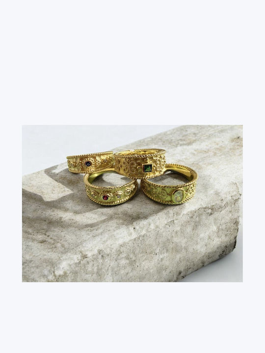 Kontopoulos Women's Ring with Zircon Made of Gold Plated Silver Kontopoulos Women's Ring with Zircon Made of Gold Plated Silver