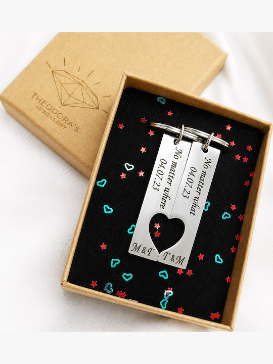 Set Brelocuri Personalizate Cupluri Prietenie Inimă