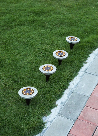 GloboStar Set of 4 Solar Lights 3W 120lm Warm White 2700K with Photocell IP65 12x12x13cm
