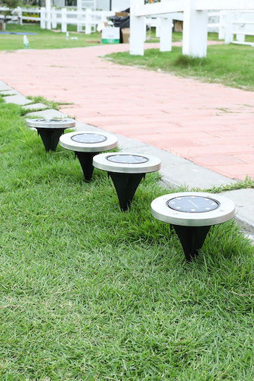 GloboStar Set of 4 Solar Lights 3W 120lm Warm White 2700K with Photocell IP65 12x12x13cm