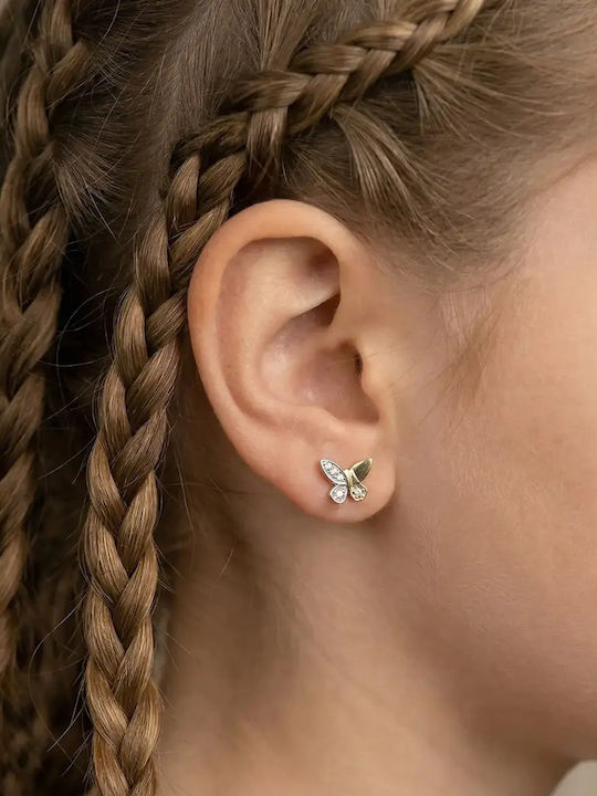 Детски Обици Studs Пеперуди от Злато 9К