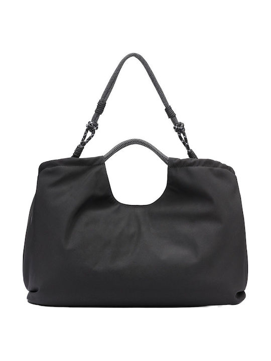 Damen Stoff Tote Handtasche in Schwarz
