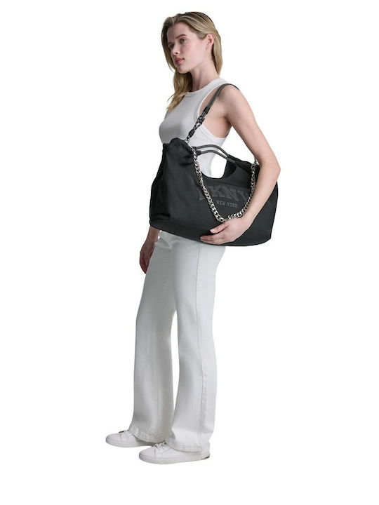 Damen Stoff Tote Handtasche in Schwarz