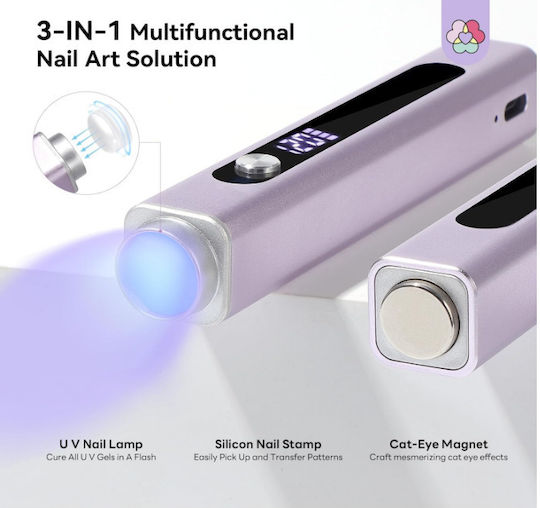 Mini UV Portable Polymerization Lamp Magnet Cat Eye Nail Stamp 3 1 Mx-m1