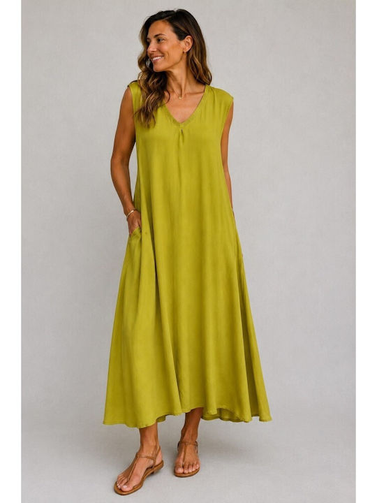 Sommer Maxi T-Shirt Kleid Lime