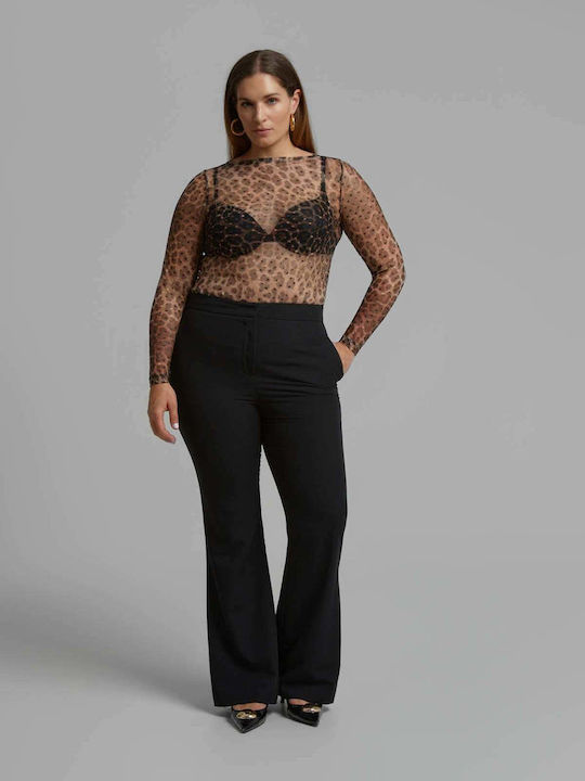 Bluza Damă Mânecă Lungă Animal Print Maro