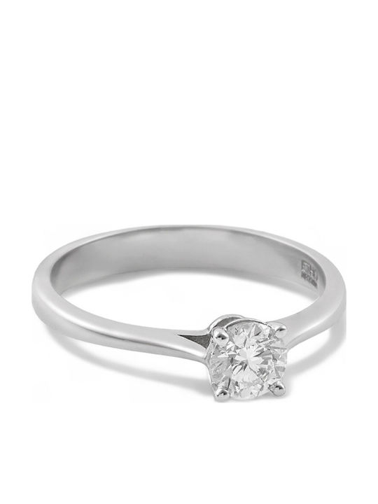 Etho Messina Single Stone Ring In 14K White Gold With Diamond