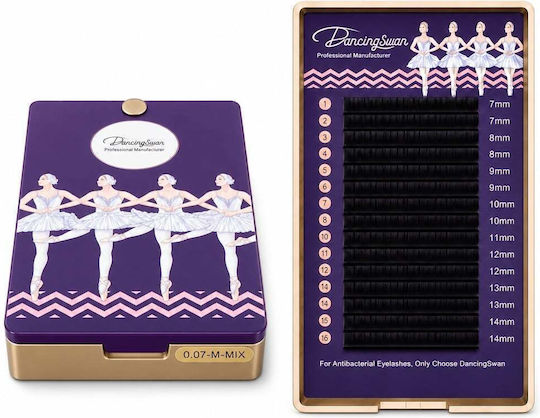 False Eyelashes Extensions Dancingswan 0.07 Mm Curvature M Mix 7–14 Mm